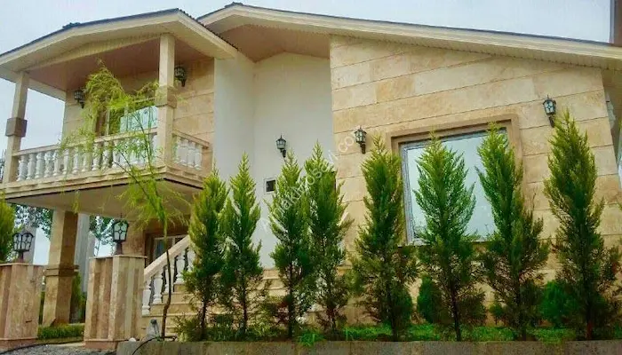 ویلا نمای سنگی با درختان سبز در محمودآباد 52454154156415